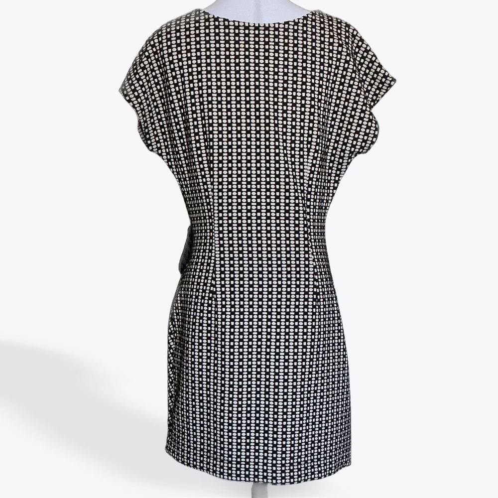 Anthropologie Saturday Sunday Isabel Dress M Black Ivory Geometric Ruched Tie - Picture 6 of 11